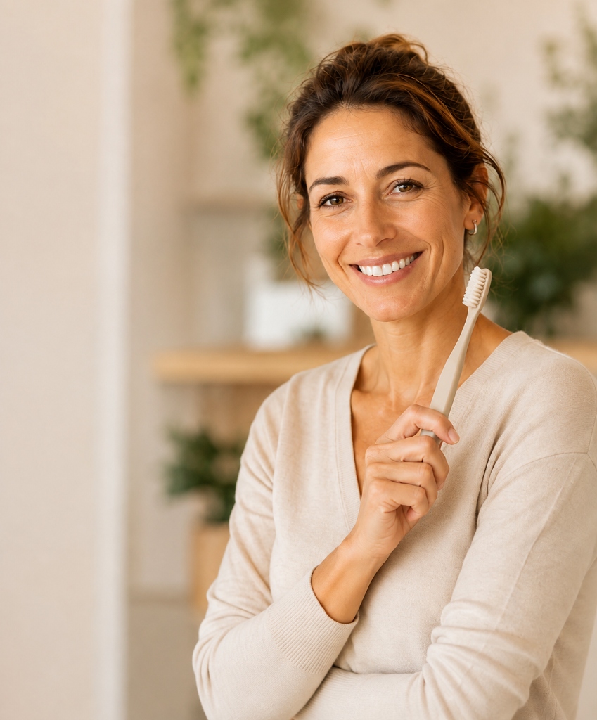 Paciente con sonrisa cuidada mostrando higiene dental impecable en Dental Glow Marbella